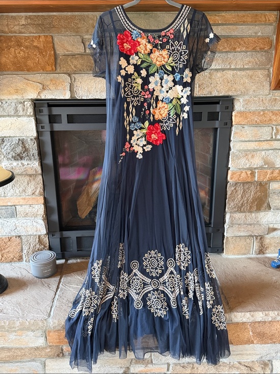 Johnny Was Dresses & Skirts - Johnny Was Navy Floral Embroidered Maxi Dress